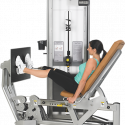 girl using a cybex vr3 legf press machine